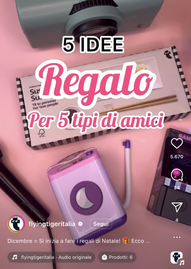 Idee regali di Natale di Tiger, frame di un reel