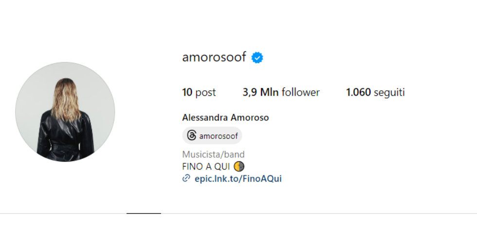 Profilo Instagram di Alessandra Amoroso